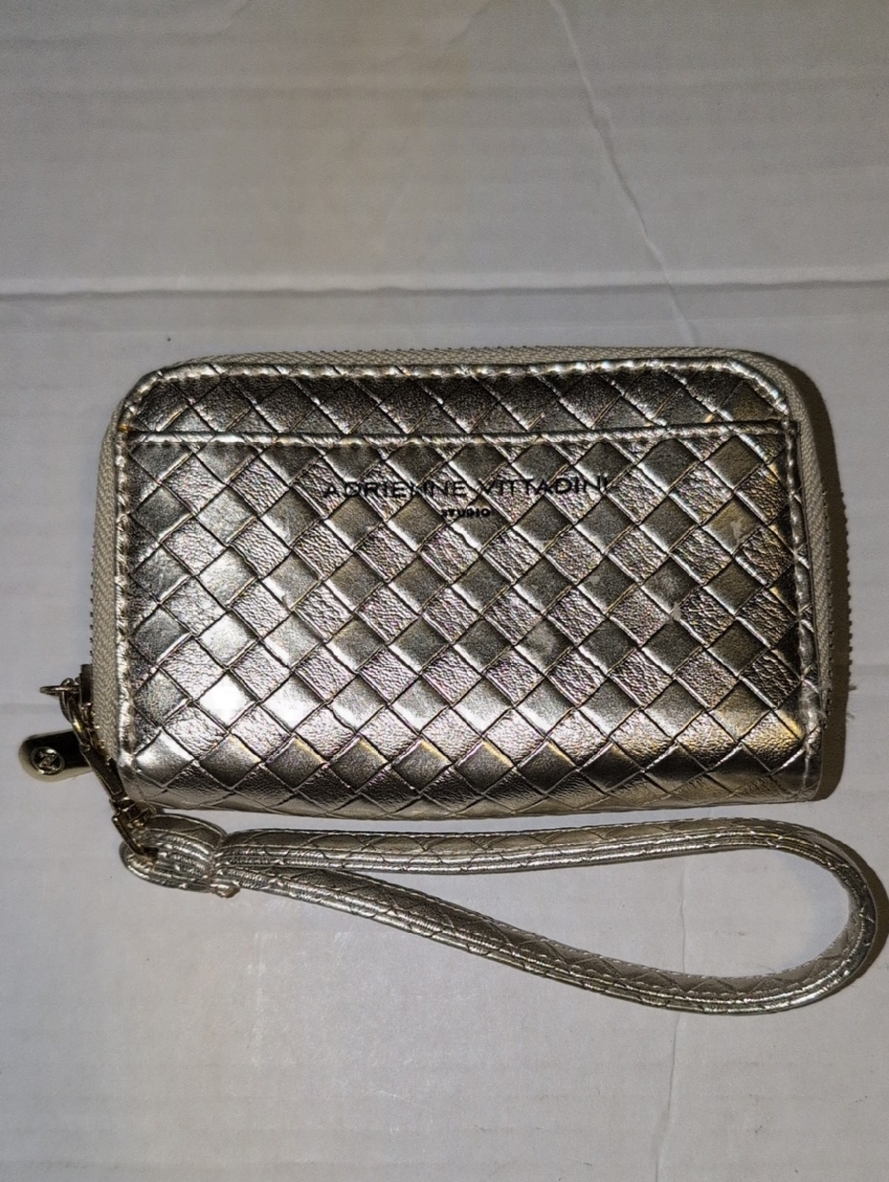 Adrienne Vittadini Metallic Quilted Wristlet Wallet - Silver